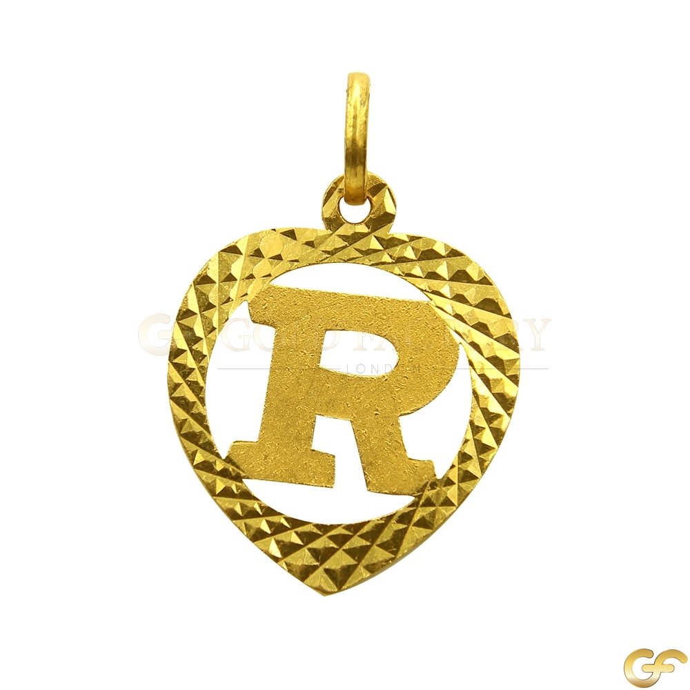 Subtle Drop Shape 'R' Initial Pendant